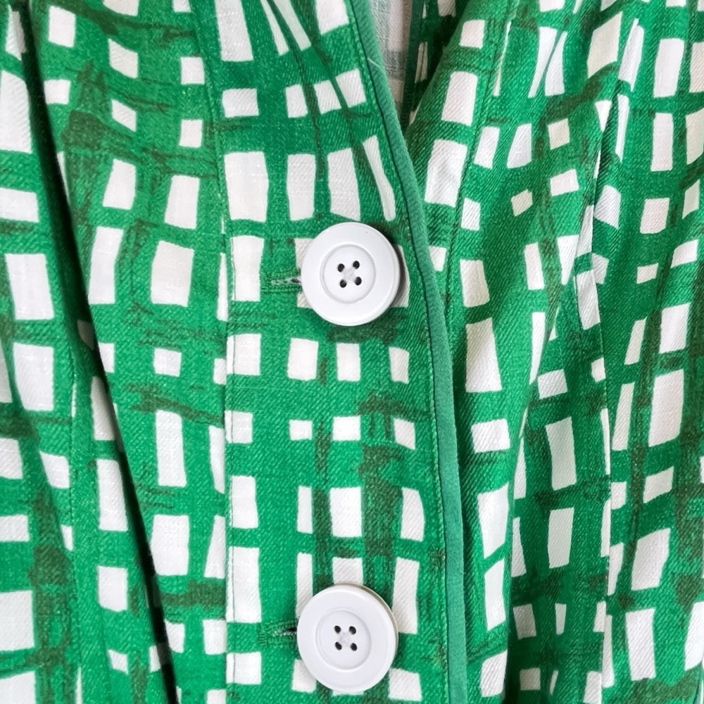 Cabi Circuit Jacket Green White Trench Coat Jacket Linen Blend Sz XS - Picture 7 of 16